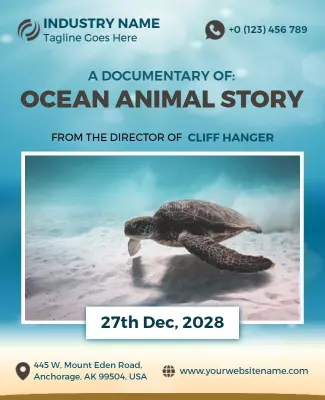 Underwater Blue Ocean Animal Documentary Poster Template