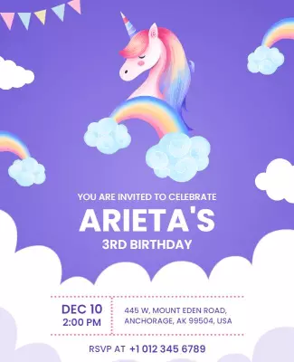 Whimsical Rainbow Birthday Celebration Unicorn Flyer Template