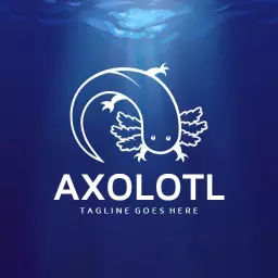 Unique Blue and White Axolotl Design for Aquatic Lovers Logo Template