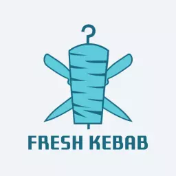 Unique Blue Kebab Design Showcasing Fresh Ingredients Logo Template