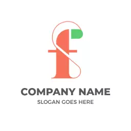 Unique F Letter Design in Vibrant Orange and Green Logo Template