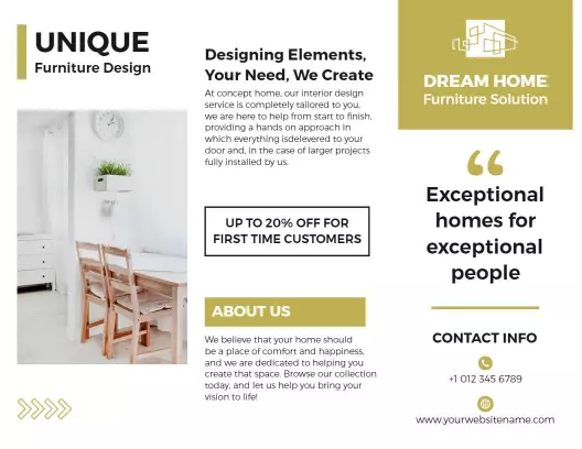 Unique Modern Interior Furniture Design and Solutions Brochure Template