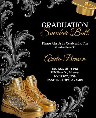 Unique Sneaker Ball Graduation Invitation Poster Template