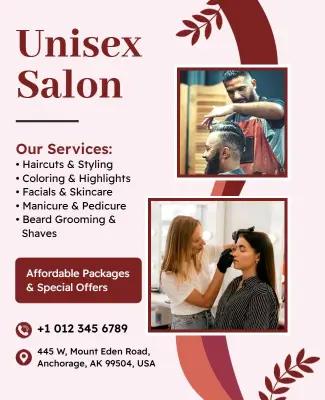Unisex Salon Services Promotional Flyer Template