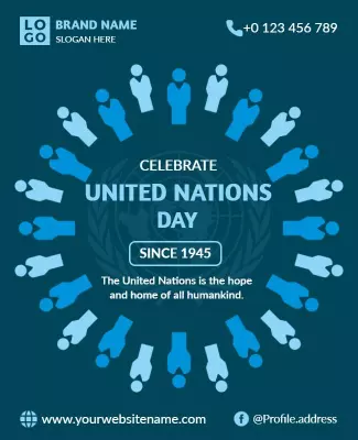 Celebratory Blue United Nations Day Commemoration Flyer Template