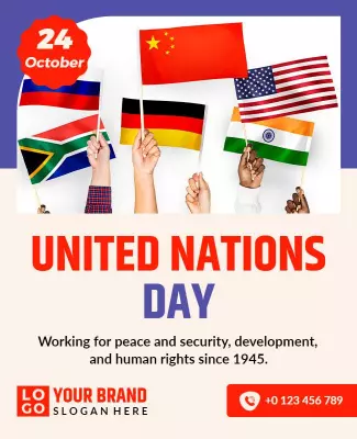 Festive Multinational Flags United Nations Day Flyer Template