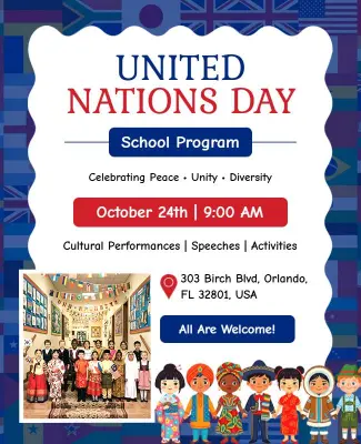 United Nations Day School Program Poster Template