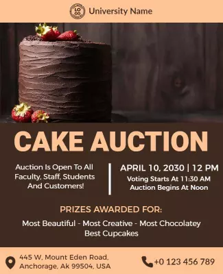 University Cake Auction Event Flyer Template