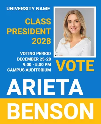 Bright Blue and Yellow Class President Election Flyer Template