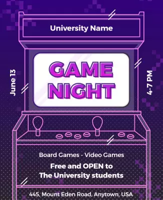 University Game Night Event Flyer Template