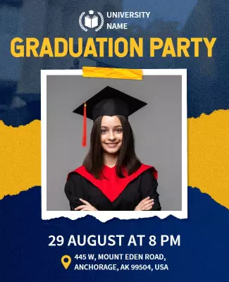 Vibrant Blue Graduation Party Celebration Flyer Template