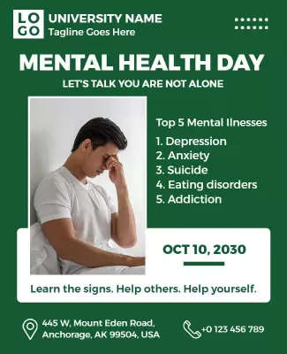 University Mental Health Awareness Day Flyer Template