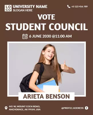 Bold Brown Student Council Election Vote Flyer Template