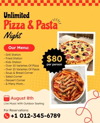 Unlimited Pizza and Pasta Night Flyer Template