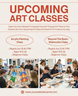 Upcoming Art Classes Promotional Flyer Template