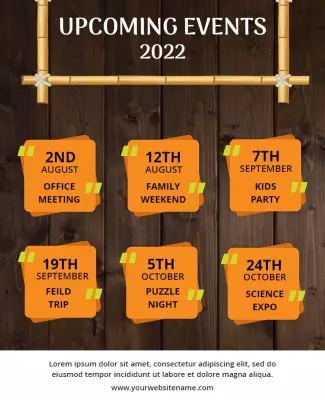 Rustic Wood Bamboo Upcoming Events Calendar Flyer Template