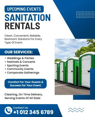 Upcoming Event Sanitation Rentals Service Flyer Template