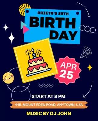 Upcoming Party Happy Birthday Flyer Template