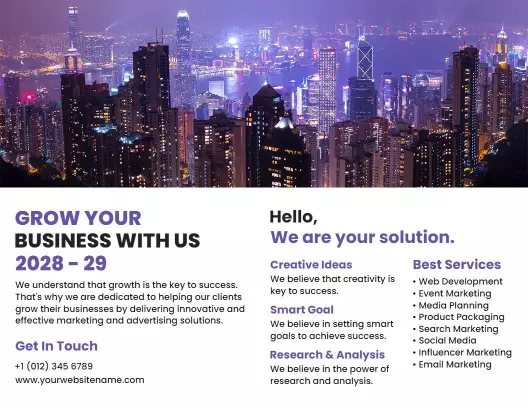Urban Business Growth Strategies and Solutions Brochure Template