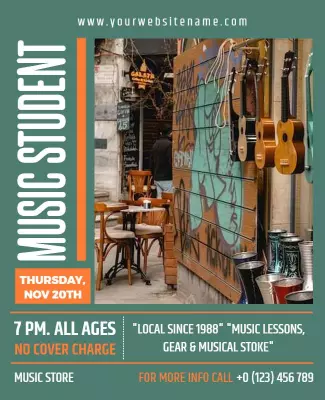 Urban Rustic Music Student Showcase Event Poster Template