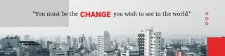 Urban Skyline with Inspirational Quote on Gray LinkedIn Banner Template