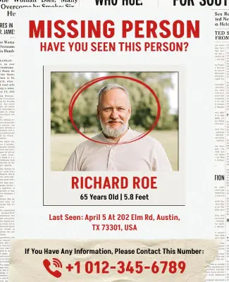 Urgent Alert for Missing Individual Assistance Poster Template