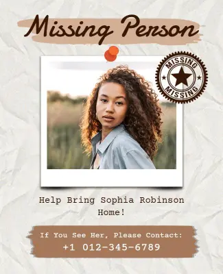 Urgent Appeal for Missing Individual Support Poster Template