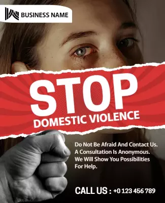 Urgent Bold Red Domestic Violence Awareness Support Poster Template