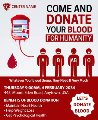 Urgent Call for Blood Donation Drive Poster Template