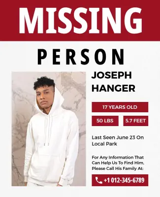 Urgent Call for Help in Finding Missing Person Poster Template