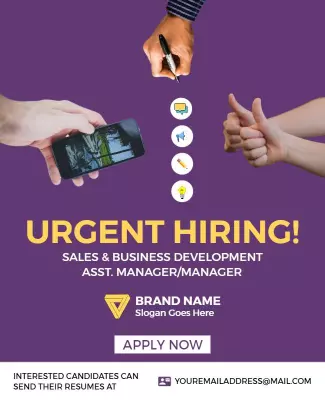 Urgent Hiring for Sales & Business Development Manager Poster Template
