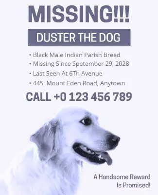 Urgent Notice for Missing Black Male Dog Flyer Template