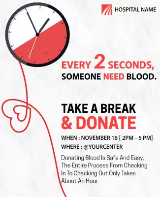 Urgent Red Blood Donation Awareness Event Poster Template