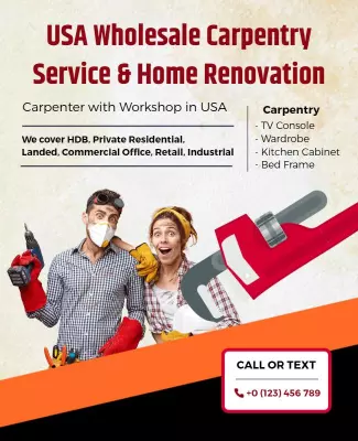 Usa Carpentry and Home Renovation Services Flyer Template