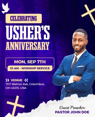 Usher Anniversary Celebration Event Flyer Template