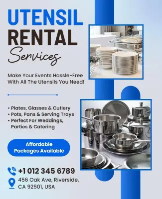 Utensil Rental Services for Events Promotional Flyer Template