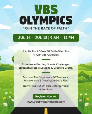 Vacation Bible School Faith-Based Olympics Poster Template