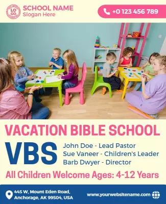 Vacation Bible School Kids Activity Flyer Template