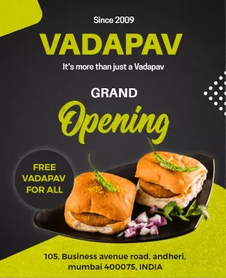 Vadapav Restaurant Grand Opening Flyer Template