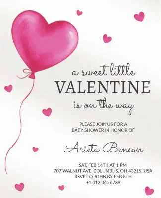 Valentine Day Themed Baby Shower Invitation Flyer Template