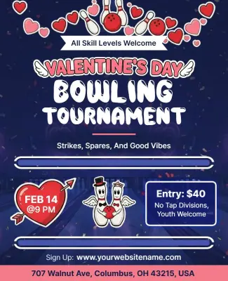 Valentine's Day Bowling Tournament Flyer Template