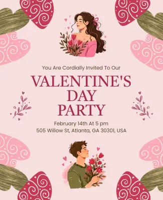 Valentine's Day Celebration Party Poster Template