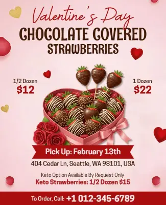 Valentine's Day Chocolate Strawberries Flyer Template
