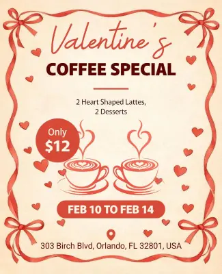 Valentine's Day Coffee Promotion Flyer Template
