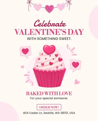 Valentine's Day Cupcake Celebration Poster Template