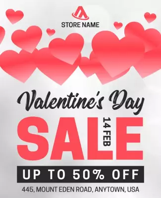 Romantic Heart-Themed Valentine's Day Sale Flyer Template