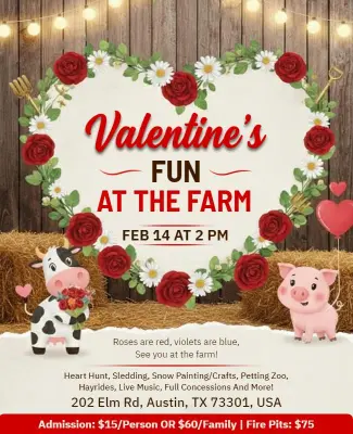 Valentine's Day Farm Fun Event Flyer Template