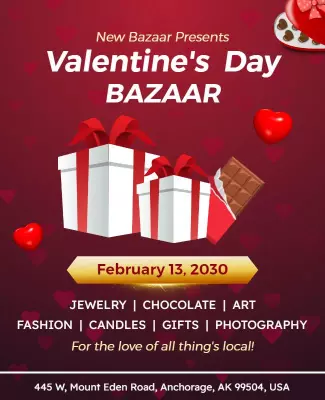Valentines Day Gift Bazaar Flyer Template