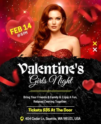 Valentine's Day Girls Night Flyer Template