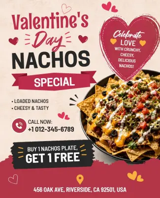 Valentine's Day Nachos Special Flyer Template